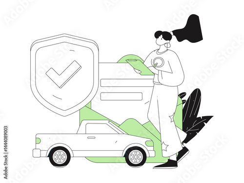 Buy insurance for car flat character vector concept operation illustration
