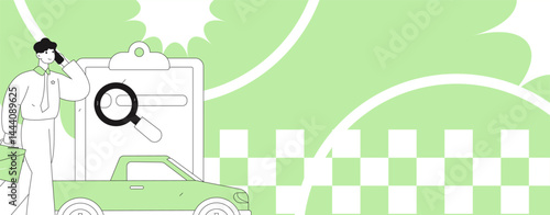 Buy insurance for car flat character vector concept operation illustration

