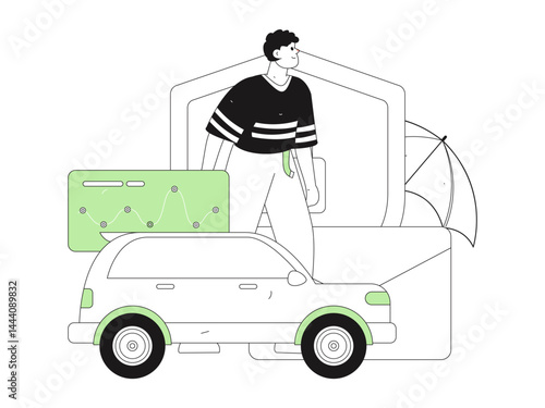 Buy insurance for car flat character vector concept operation illustration
