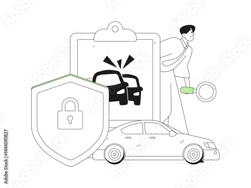 Buy insurance for car flat character vector concept operation illustration
