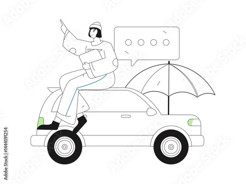 Buy insurance for car flat character vector concept operation illustration
