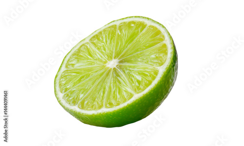 Isolated half lime fruit citrus green fresh ingredient juicy sour vitamin c isolated on transparent background
