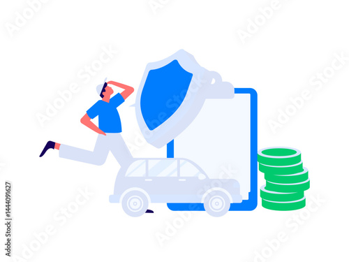 Buy insurance for car flat character vector concept operation illustration
