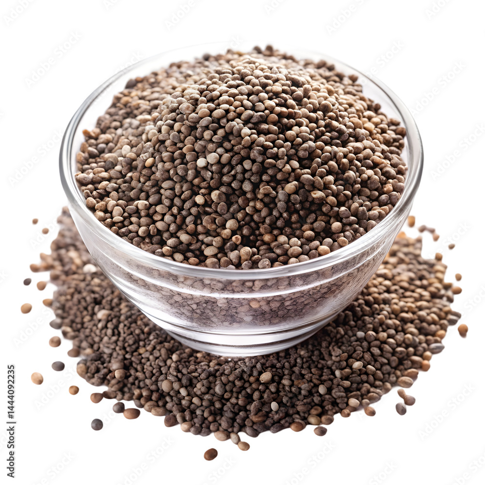 Minimalistic Chia Seeds Layout on White Background Minimalistic Chia Seeds Layout on White Background