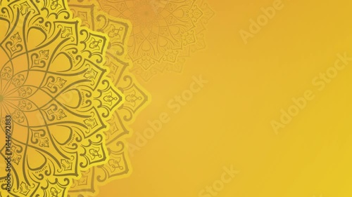 yellow background animation with decorative mandala ornaments