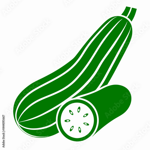 Fresh Cucumber Green Vegetable Icon Set Vector Illustration on Transparent Background PNG Image