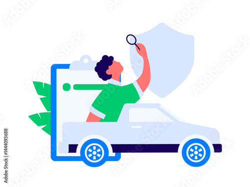 Buy insurance for car flat character vector concept operation illustration
