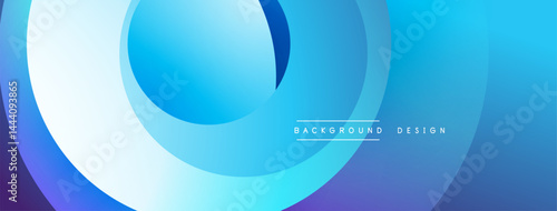 Abstract blue layers create circular design. Gradient shades offer smooth visual flow, modern aesthetic.