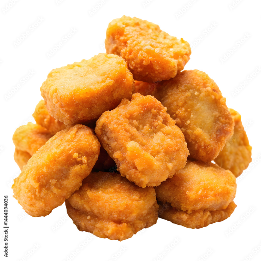 Fried Chicken Nuggets Isolated on White for Fast Food Menu