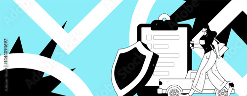 Buy insurance for car flat character vector concept operation illustration
