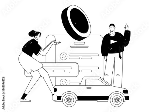 Buy insurance for car flat character vector concept operation illustration
