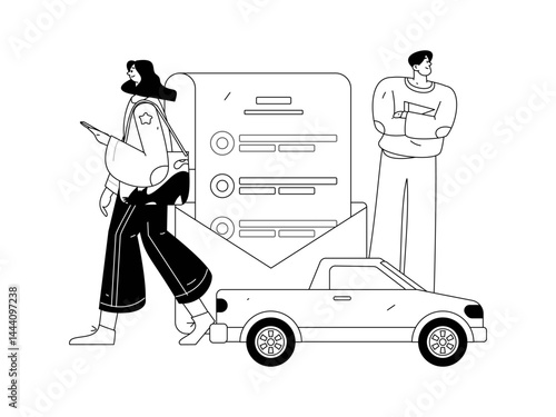 Buy insurance for car flat character vector concept operation illustration
