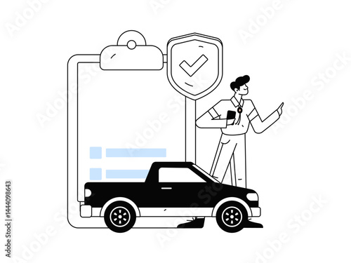 Buy insurance for car flat character vector concept operation illustration
