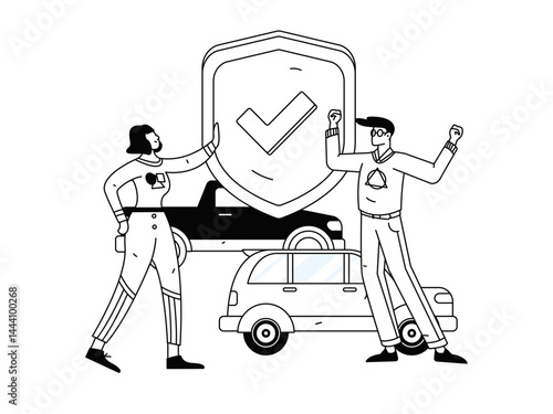 Buy insurance for car flat character vector concept operation illustration
