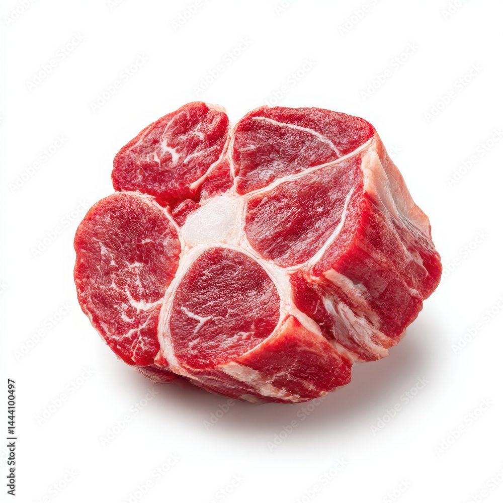 A single raw chuck roast cut isolated on a plain white background A single raw chuck roast cut isolated on a plain white background