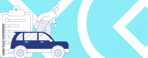Buy insurance for car flat character vector concept operation illustration
