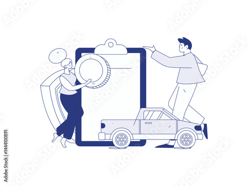 Buy insurance for car flat character vector concept operation illustration
