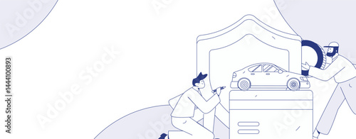 Buy insurance for car flat character vector concept operation illustration
