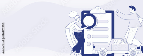 Buy insurance for car flat character vector concept operation illustration

