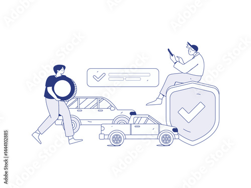 Buy insurance for car flat character vector concept operation illustration
