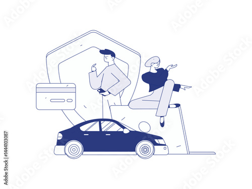 Buy insurance for car flat character vector concept operation illustration
