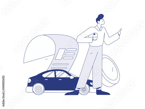 Buy insurance for car flat character vector concept operation illustration
