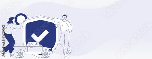 Buy insurance for car flat character vector concept operation illustration
