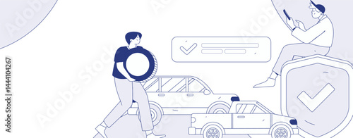 Buy insurance for car flat character vector concept operation illustration
