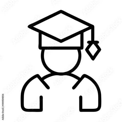 Simple graduate student outline icon with cap for academic profile and education success design