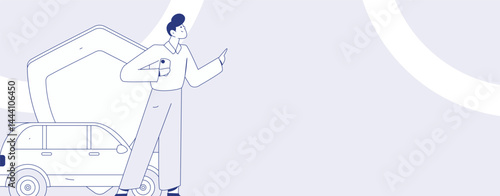 Buy insurance for car flat character vector concept operation illustration
