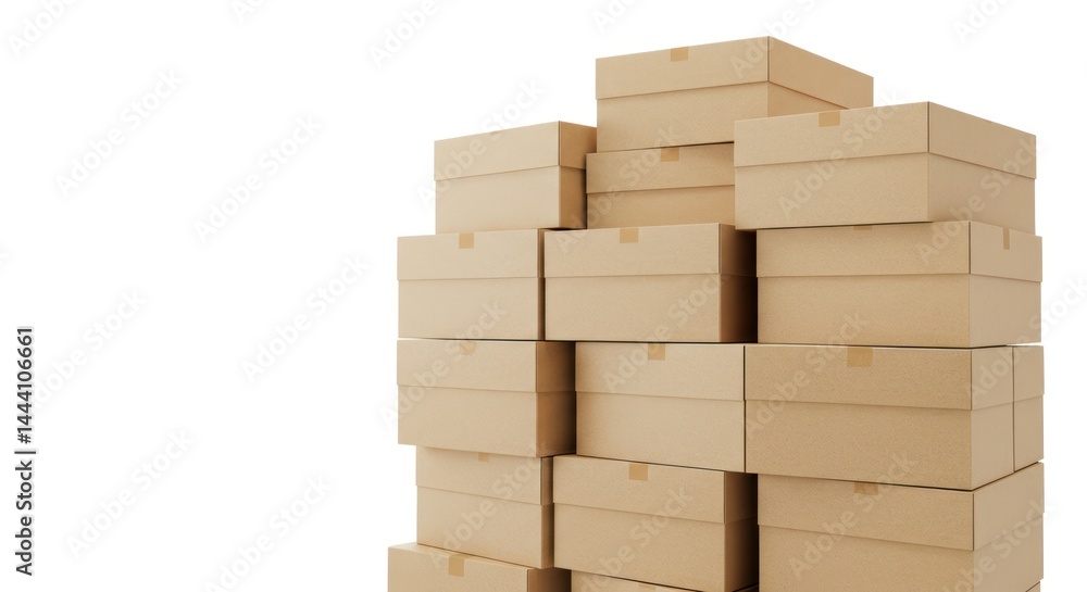 Stack of closed cardboard boxes on a white background. Stack of closed cardboard boxes on a white background.