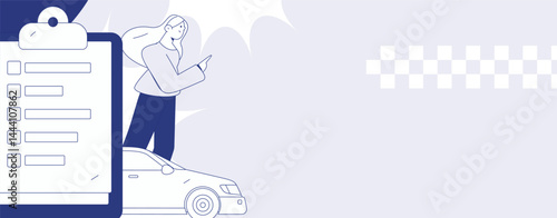 Buy insurance for car flat character vector concept operation illustration
