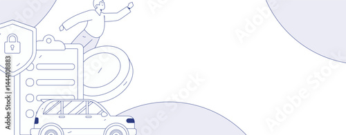 Buy insurance for car flat character vector concept operation illustration
