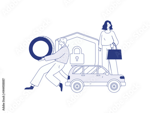 Buy insurance for car flat character vector concept operation illustration
