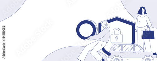 Buy insurance for car flat character vector concept operation illustration
