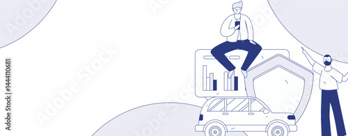 Buy insurance for car flat character vector concept operation illustration
