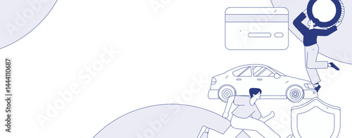 Buy insurance for car flat character vector concept operation illustration
