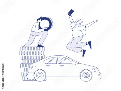 Buy insurance for car flat character vector concept operation illustration
