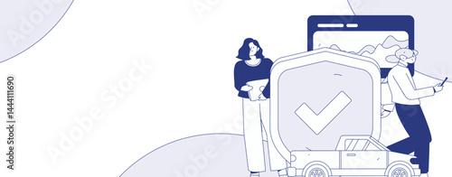 Buy insurance for car flat character vector concept operation illustration
