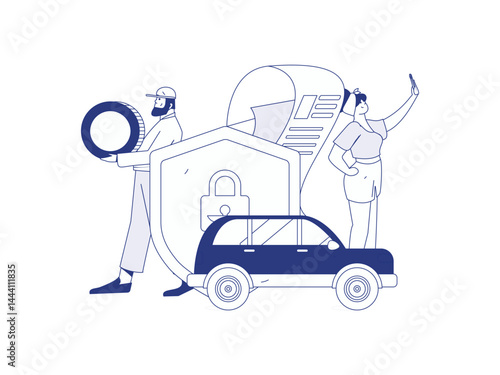Buy insurance for car flat character vector concept operation illustration
