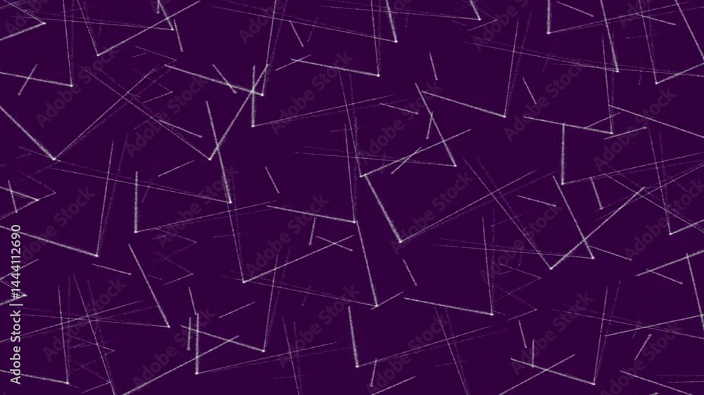 Abstract Purple Chalk Lines Pattern animation: A seamless repeating pattern of thin white lines making an abstract geometric design on purple background, ideal for modern and minimalist design project Abstract Purple Chalk Lines Pattern animation: A seamless repeating pattern of thin white lines making an abstract geometric design on purple background, ideal for modern and minimalist design project