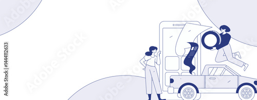 Buy insurance for car flat character vector concept operation illustration
