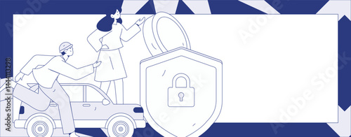 Buy insurance for car flat character vector concept operation illustration
