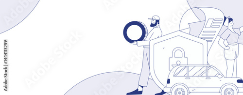 Buy insurance for car flat character vector concept operation illustration
