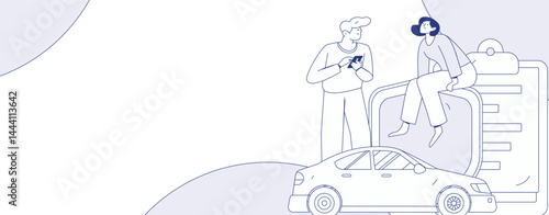 Buy insurance for car flat character vector concept operation illustration
