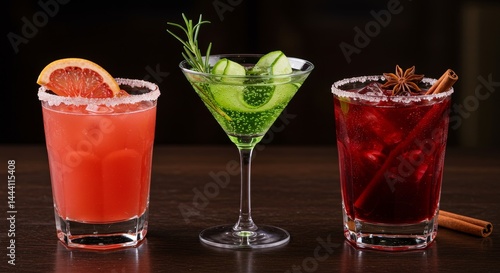 Wallpaper Mural Three Refreshing Cocktails - Three delicious cocktails in glasses with garnishes. Perfect for a summer party or a night out Torontodigital.ca