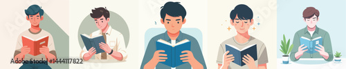 vector of a young man reading