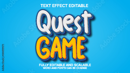 3d text effect quest game vector editable