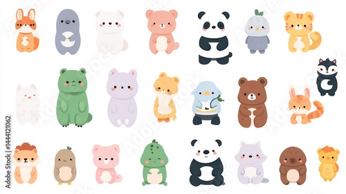 Whimsical gathering of animal cartoon characters featuring a colorful palette