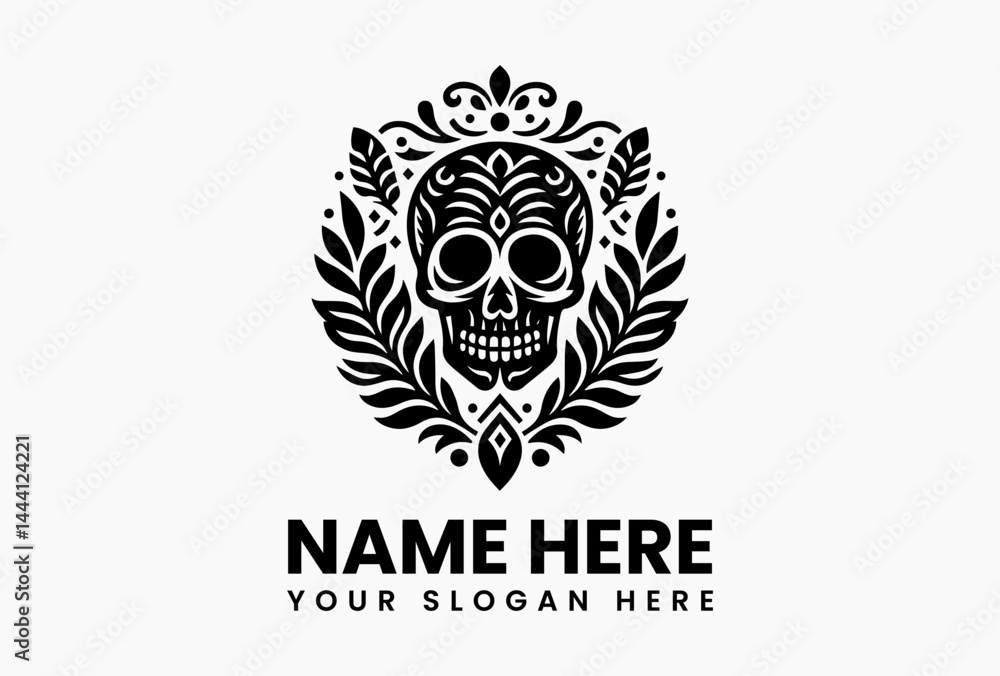 Stylized Floral Skull Vector Graphic. Day of the Dead Art Stylized Floral Skull Vector Graphic. Day of the Dead Art